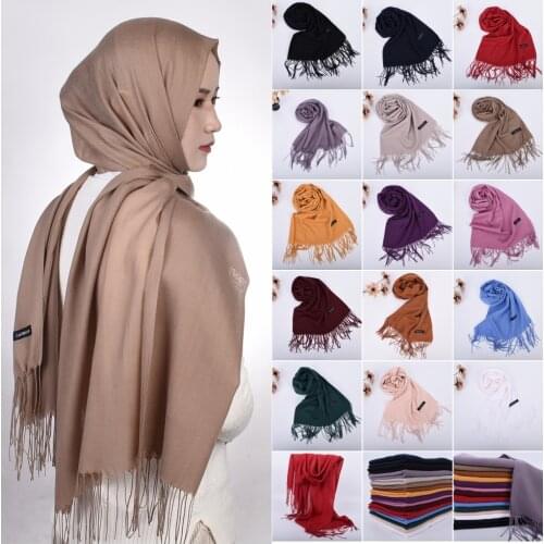 QLUKEOYY 70 X 180 CM Autumn Winter New Pure Color Cashmere Scarf Shawl Wrap Headband Hijabs Scarves 2021