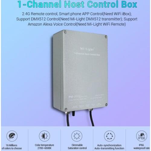 New SYS-PT1 LED 2.4G RF Remote DMX512 Transmitter/Alexa Voice Control Support 1-Channel Host Control Box IP66 for Milight SYS