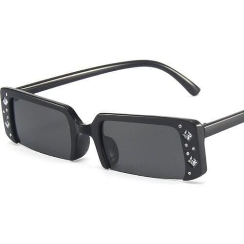 Small Rectang Rimless Diamond Sunglasses Half Frame Men Women Fashion Shades Vintage Sun Glasses Female Oculos Eyewear Crystal