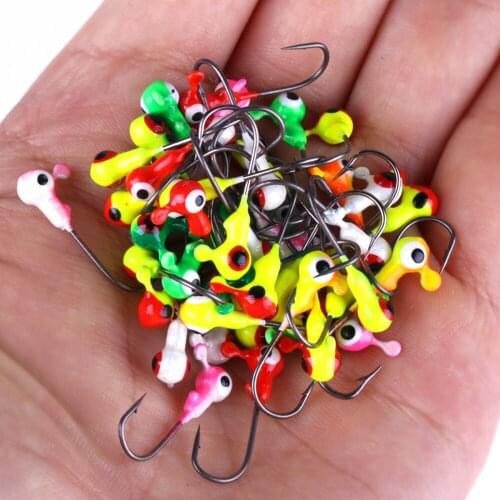 Wholesale 100pcs Mix Lead Round Jigs Head Fishing Lures Baits Jig Hook Fish Tackle Metal Jig Fishhooks HENGJIA