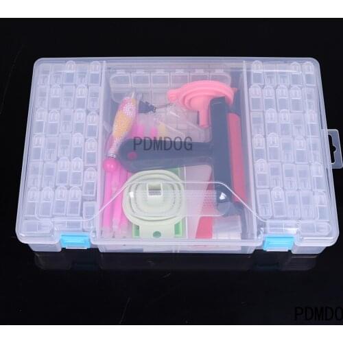 PDMDOG 5d Diamond Painting Tools Kits with Storage Box for Diamond Embroidery Accessories 64 Grids Beads Storage Container Box