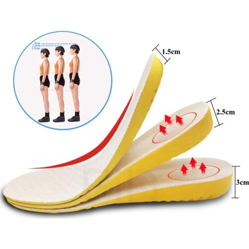 1-3.5cm Height Increase Insole Cushion Height Lift Adjustable Cut Shoe Heel Insert Taller ShockArch Support Absorbant Foot Pad