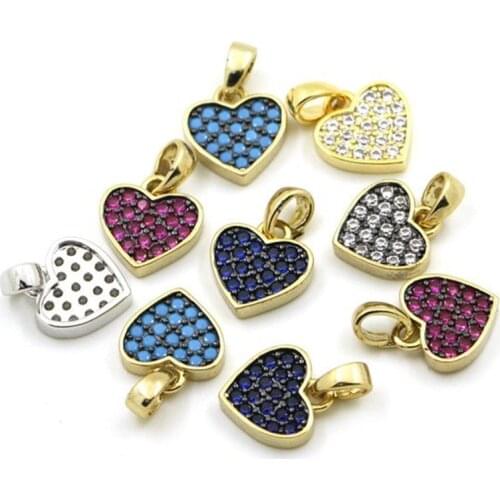 Fashion Heart pendant Micro Pave star Beads Colorful CZ Bead Cubic Zircon space beads Jewelry Necklace Hand Chain