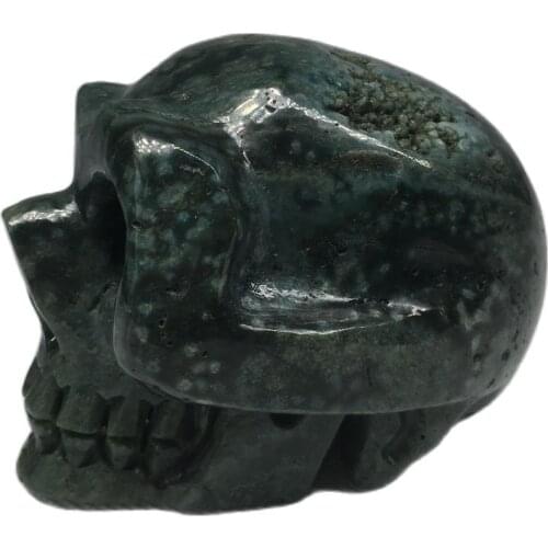 Natural Sea jade quartz crystal skull for sale Stones home decorative Halloween and DIY decorations gift Reiki