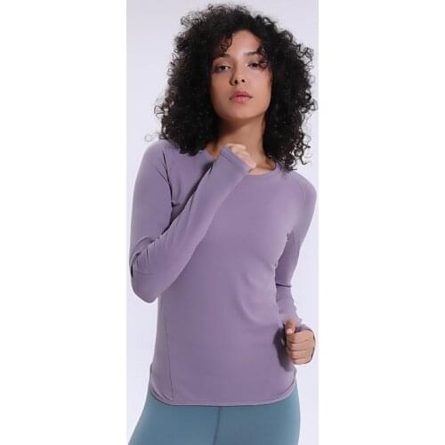 SALSPOR Solid Color Fitness Sport Shirts Blouse Women Skinny Long Sleeve Yoga Top Anti-sweat Quick Drying Seamless Fitness Tops
