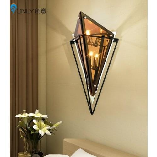 Nordic, post-modern style, personality, living room, diamond shaped lamp, bedroom bedside table, diamond wall lamp