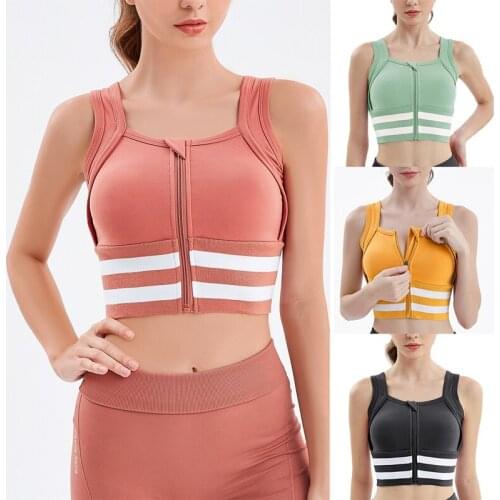 Sports Yoga Bra WomenS Push Up Brassiere Zipper Sport Top Crop Fitness Bra Running Vest Yoga Gym Sportswear