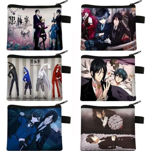 Cartoon Anime Black Butler Japan Wallet Mini Lipstick Bag Sebastian micaris Pattern Coin Purse Teenagers Small Moneybags Gift