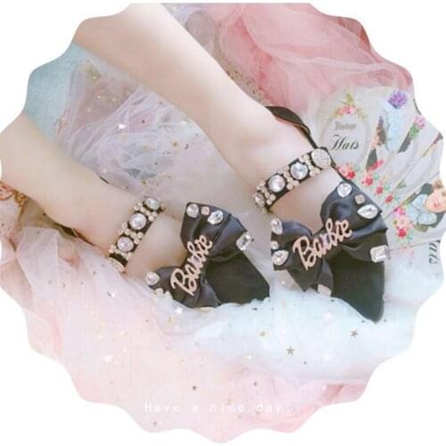 Pointed Bow Womens Shoes French Girl Style Retro Shoes Bowknot Princess Kawaii Girl Women Shoes Anime Lolita Shoes Cos Loli