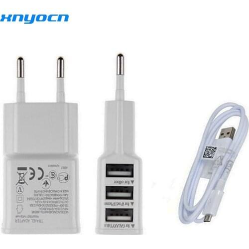 Universal Euro European 3 USB Ports AC Power Wall Charger EU Plug Chargeur Travel Adapter for Samsung S6 S7 LG Etc or With Cable