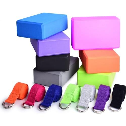 Yoga 2Pcs EVA Blocks 1Pcs Cotton Strap Stability Blocks Yoga Strap Set Home Fitness Pilates Meditation Gym Accessories