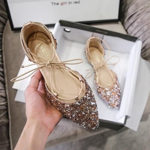 Koovan Womens Sandals Female 2019 Summer New Strap Fairy Shoes Retro Sequins Pointy Womens Shoe Leisure Sandals For Girls