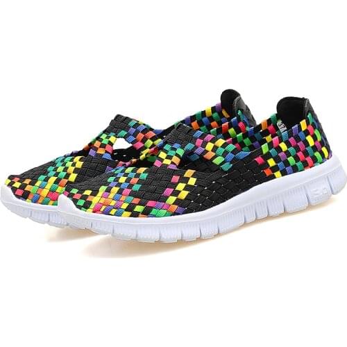 2019 Fashion Womens Shoes Summer Sneakers Mixed Color Flats Breathable Casual Shoes Loafers Comfortable Mother Shoes Size 35-42