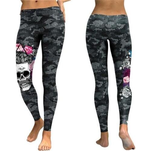 Yoga Pants Women Skull Print Legging Streetwear Ladies Casual Long Skinny Pencil Pant Leggings Sportwear Jeggings 2021 Plus Size