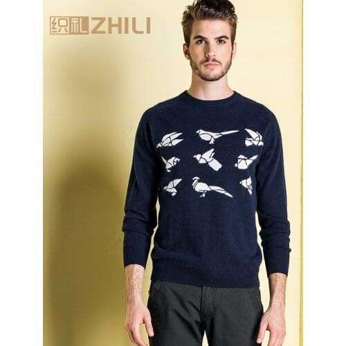 Winter Men Jumper 100% Pure Cashmere Knitted Sweater O-neck Long Sleeve Warm Pullovers Male 2017 New Sweaters Plus size clothes