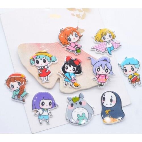 10Pcs/set Printed Planar Resin Lovely Girl Boy Flatback Home Decoration Phone Shell DIY Crafts Accessories