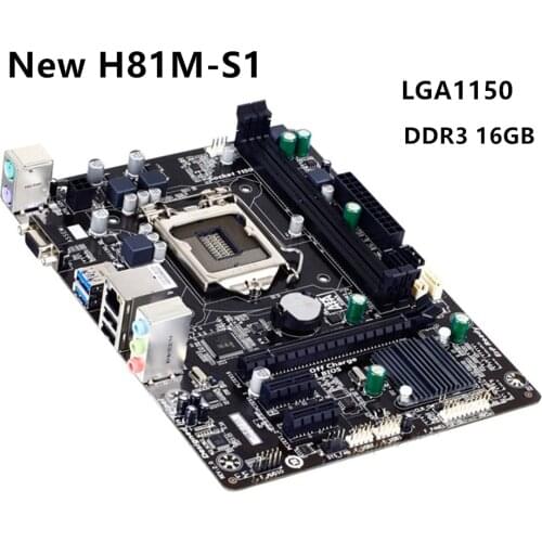 100% NEW GIGABYTE GA-H81M-S1 Desktop Motherboard H81 Socket LGA 1150 i3 i5 i7 DDR3 16G Micro-ATX UEFI BIOS Original Mainboard