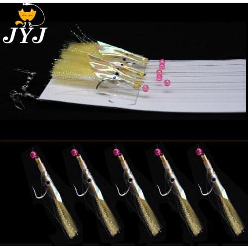 20 packs size hook #16 yellow color sabiki lure rig hooks with nylon line ,pink bead , fishing lure pesca de isca