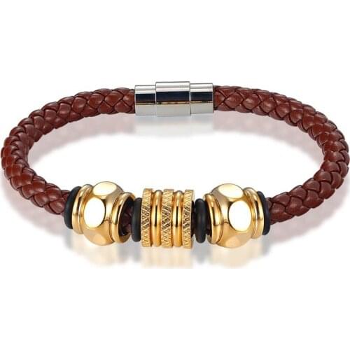 2017 New Trend Stainless Steel Leather Bracelet Ladies Bracelet Mens Bracelet Best Gift