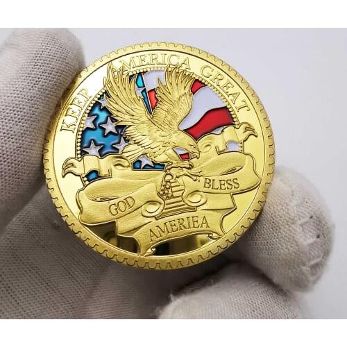 2020 DONALD Trump Gold Commemorative Coin Keep America Great Colorful Flag Eagle Gold Plated Coins Metal Medal Souvenir Gifts