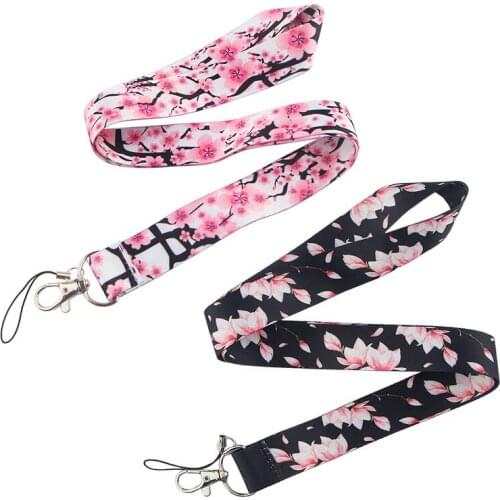 2021 New 1 Pieces Flowers Lanyards Cool Neck Strap Mobile Phone Keys ID Card Holder Lanyard For Keys DIY Hanging Rope Lanyards