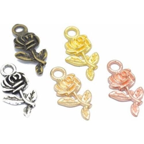 300pcs/lot Vintage Zinc Alloy Rose Mini Flowers Charms pendant For DIY Fashion jewelry material accessories