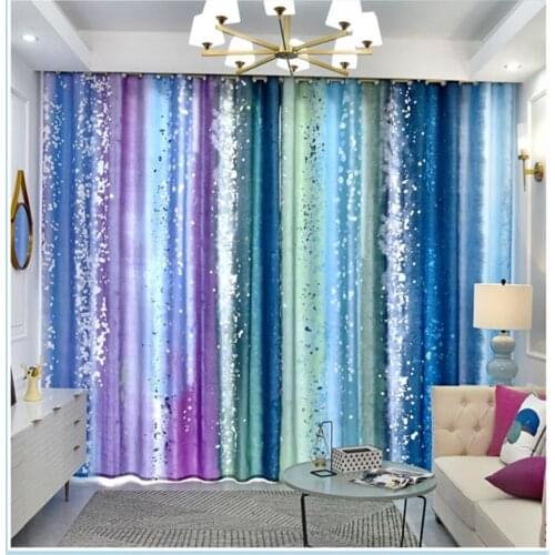 3d curtains Simple custom rental room dormitory bedroom living room striped oil painting curtains creative shading
