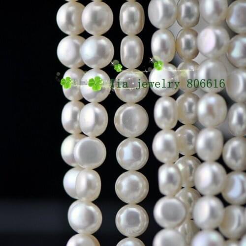 8*5MM 45Pcs = 1Strand AA+ Flat Round White Natural Freshwater Pearl Strands Jewelry Beads