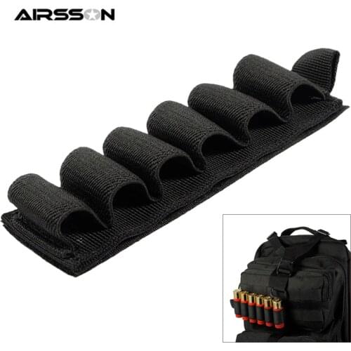 Airsson 6 Round Gun Buttstock Tactical Airsoft Shell Holder Elastic Ammo Carrier Hook and Loop Hunting Accessories Cartridges