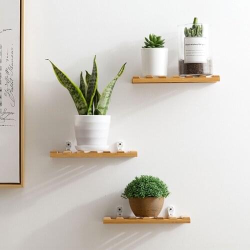 1pc Bamboo Living Room Decoration Hanger Wall Hanging Flower Shelf Bedroom Wall Partition Storage Rack For Flowers Plants