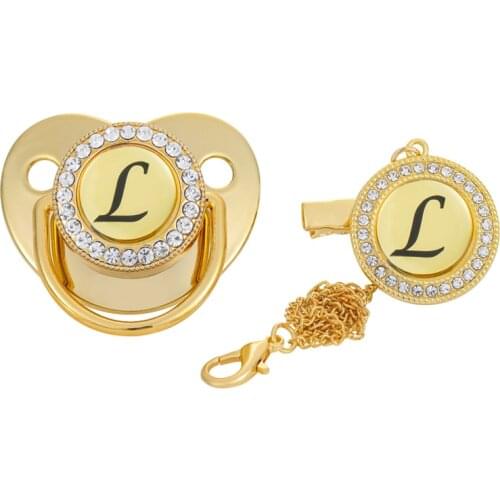 Blingbaby Fashion Luxury Premium 26 Letter Rhinestone Bling Dummy Pacifier For Babies