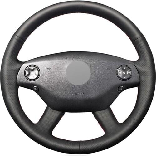 Black Artificial Leather Car Steering Wheel Cover for Mercedes Benz S-Class S300 350 500 600 2006-2009 CL-Class CL500 600
