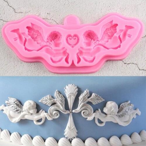Baby Angel Silicone Mold Relief Cake Border Cupcake Topper Fondant Cake Decorating Tools Candy Resin Chocolate Gumpaste Moulds