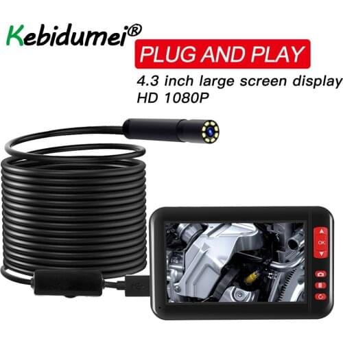Endoscope 1080P HD 8mm Industrial Endoscope Camera 4.3 Inch Auto Repair Inspection Camera 10M Hard Wire Lithium Battery