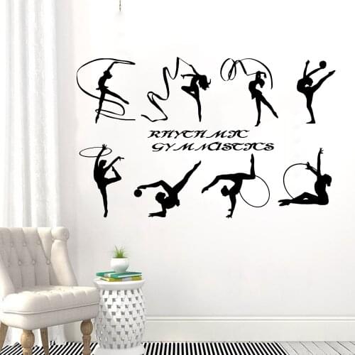 Rhythmic Gymnastics Wall Stickers Home Decoration Exercise Room School Logo Sport Girl Vinyl Self-adhesive Wall Decals Y800