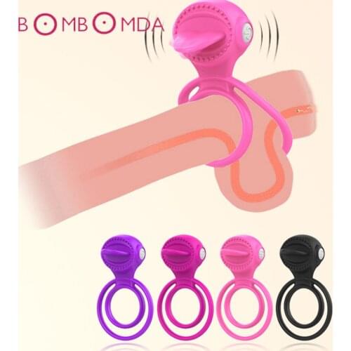 Penis Ring Vibrator Cock Ring Clitoris Licking Vibeator Sex Toys for Women G spot Stimulator Men Time Delay Penis Sleeve Rings