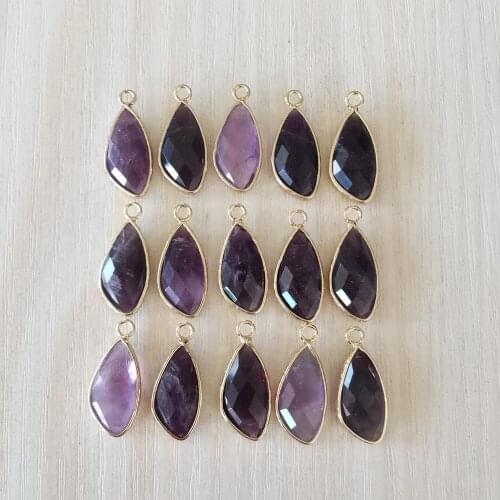 Fashion Good quality 12pcs natural amethyst Stone connector Gold plating for jewelry making Bracelet Earrings accessories