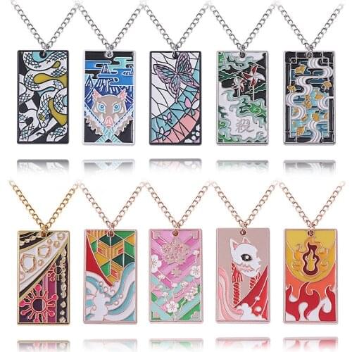 1Pcs Anime Demon Slayer Necklace Kimetsu no Yaiba Cosplay Pendant Necklace Fashion Cartoon Chain Choker Accessories Gifts