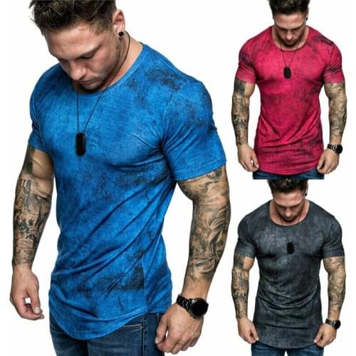 Fashion Mens Slim Fit O Neck Short Sleeve Muscle Tee T-shirt Casual Tops New