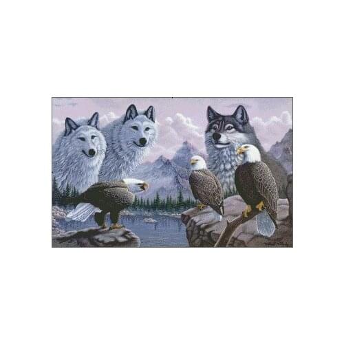Call of the Wild Wolf Eagle Top Quality Embroidery Needlework 14CT Unprinted Sewing Kit Art Cross Stitch Kits DIY Handmade Decor