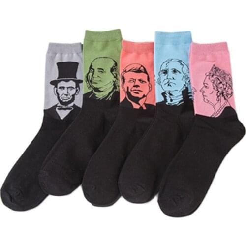 Fashion Colorful Mens Socks New 2021 Popularity Personality Mens Cotton Socks Breathable Character Avatar Tube Female Socks