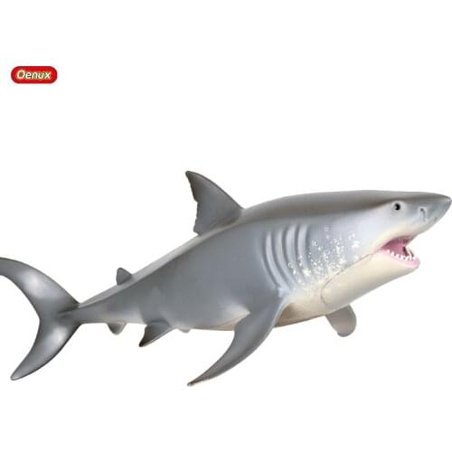 Oenux Sea Life Animals Great White Shark Simulation Marine Big Shark Action Figures PVC Model Lifelike Educational Toy For Kids