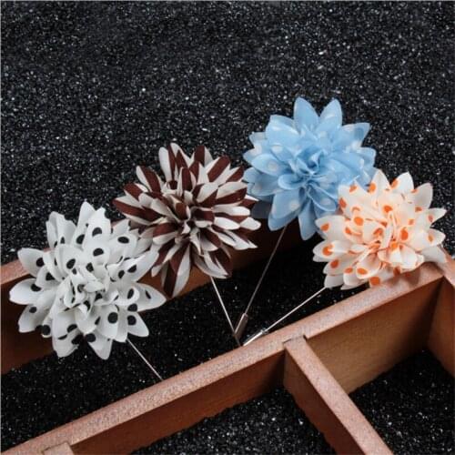 Wholesale Brooch 5Pcs/Lot Fabric Flower Brooch Pin Handmade Fabric Brooches Lapel Pin Men