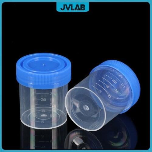 Plastic Urine Container Cup 50 ml Plastic Vials Screw Cover Sputum Cup EO-Sterilized Individual Package 50/PK
