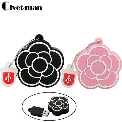 Lovely Black Rose Flower Pendrive 8GB 16GB 32GB 64GB 128GB 256GB USB Flash Drive Pen Drive Thumb USB Memory Stick Disk