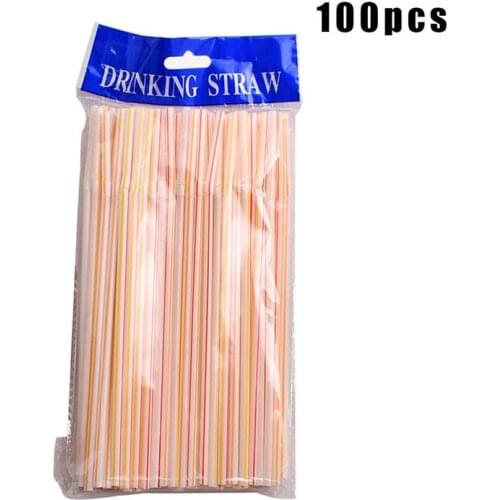 Kleurrijke 100 Stuks Gebogen Plastic Rietje Cocktail Bruiloft Verjaardag Party Zomer Rietjes Bar Drink Accessoires