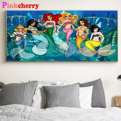 Mermaid beauty Diamond Painting 5D Full Square round Diamond Embroidery Mosaic Handicraft Aisle entrance decoration
