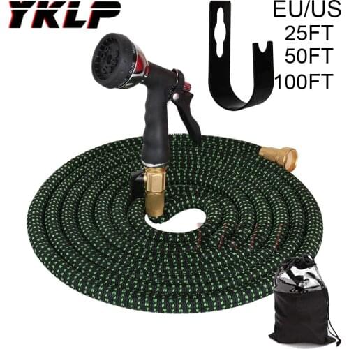 25Ft-100Ft Garden Hoses Pipe Upgraded Double Latex Retractable Pipe High Pressure Car Wash Hose With Spray Gun Garden Watering