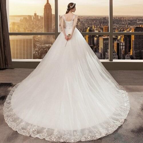 LAMYA Real Photo Court Train Wedding Dress Wholesale V Neck New Lace Bridal Dress Applique Corset Wedding Gowns Robe De Mariage