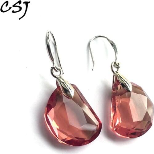 CSJ New Diaspore Zultanite Earrings 925 Sterling Silver Big Size Stone Color changes Fine Jewelry For Lady Woman Party Gift,box
